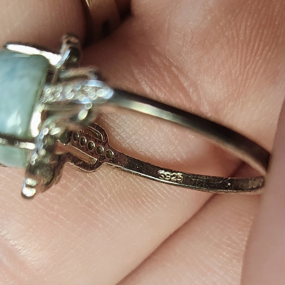 Genuine Larimar S925 Sterling Silver Adjustable Ring, Vintage Antiqued Style - Picture 11 of 11